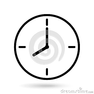 Clock showing eight hours isolated white background Vector Illustration