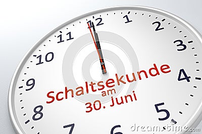 A clock showing leap second at june 30 in german language Stock Photo