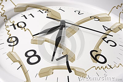 Clock with Telephone Receivers Stock Photo