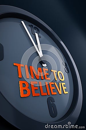 clock with text time to believe Cartoon Illustration