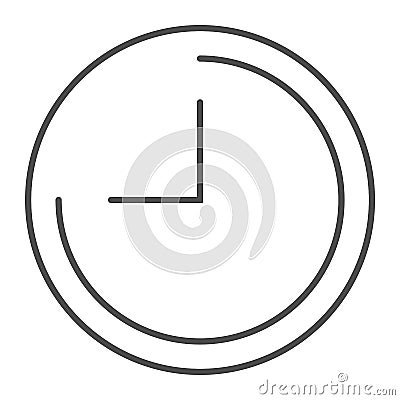 Clock thin line icon. Time vector illustration isolated on white. Dial outline style design, designed for web and app Vector Illustration