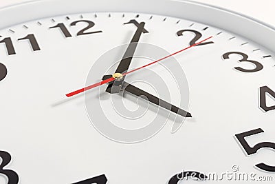 Clock or time abstract background. white clock with red and black needles Stock Photo