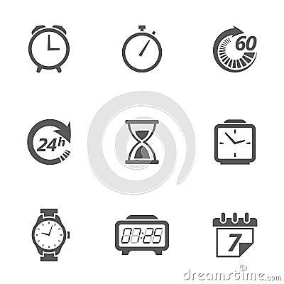 Clock and time icons Vector Illustration