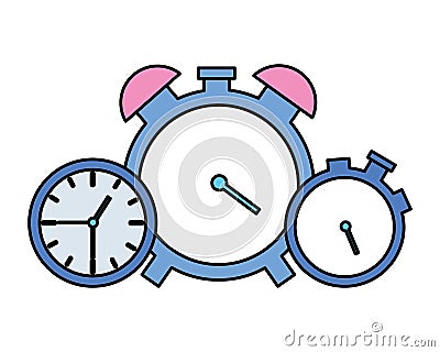 clock time stopwatch alarm Cartoon Illustration