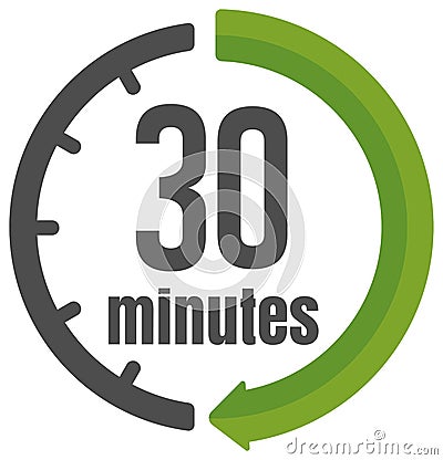 Clock , timer time passage icon / 30 minutes Vector Illustration