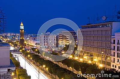 Clock Tower avenue Habib Bourguiba Tunisia Stock Photo