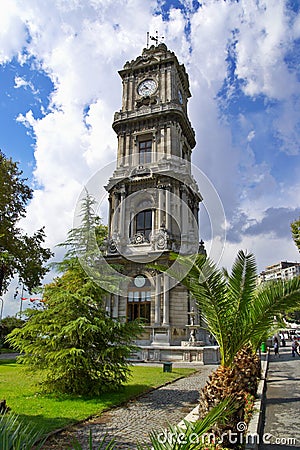 Clock Tower at Dolma Bahche Palace Stock Photo