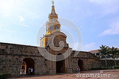 The clock tower gate of Cartagena, Colombia Editorial Stock Photo