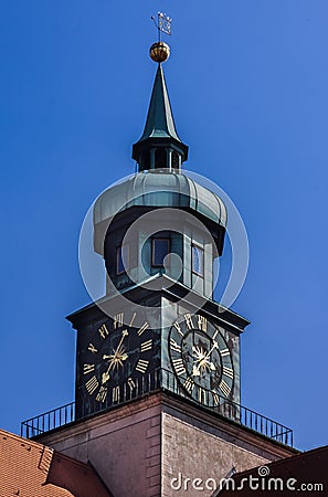 Clock Tower in Hofgarten Munich Stock Photo