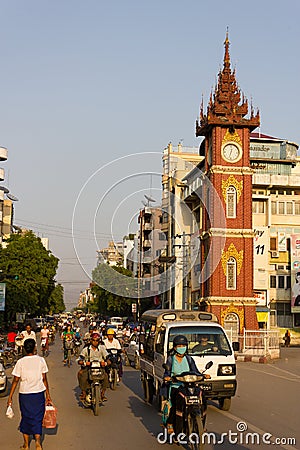 Clock Tower in Mandalay, Myanmar Editorial Stock Photo