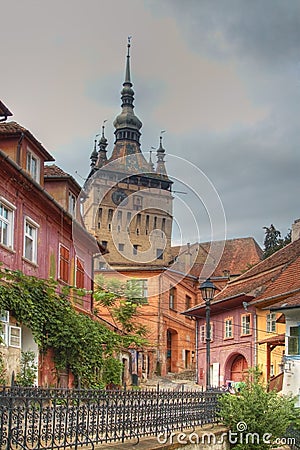 Clock tower-Sighisoara,Romania Stock Photo