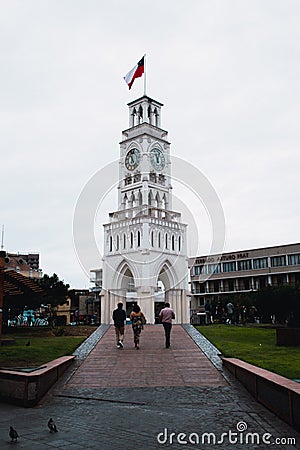 Clock tower in the center of Iquique Chile, Baquedano Editorial Stock Photo