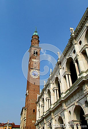 Clock Tower in Vicenza Stock Photo