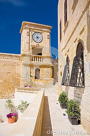 Clock tower Victoria, Gozo, Malta Stock Photo