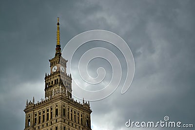 Clock tower in Warsaw, Poland Stock Photo