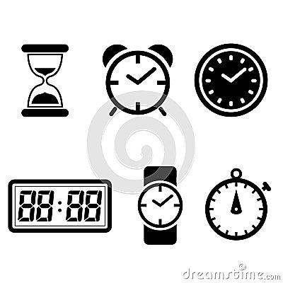 Clock vector icons set clock symbol isolated on white background Vector Illustration