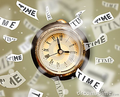 Clock and watch concept with time flying away Stock Photo