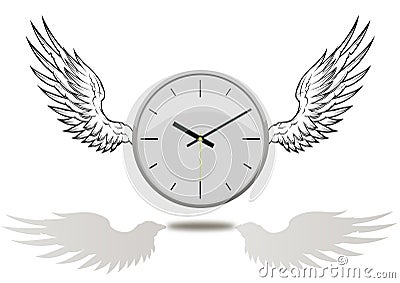 Clock with wings Cartoon Illustration