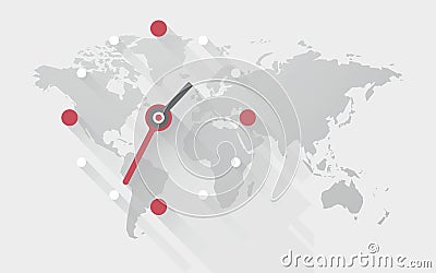 Clock on the world map Stock Photo