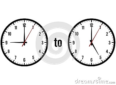 Clocks showing 9 to 5 Stock Photo