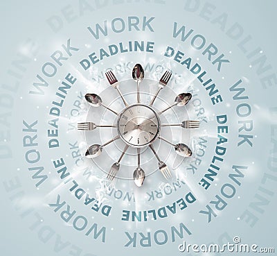 Clocks with work and deadline round writing Stock Photo