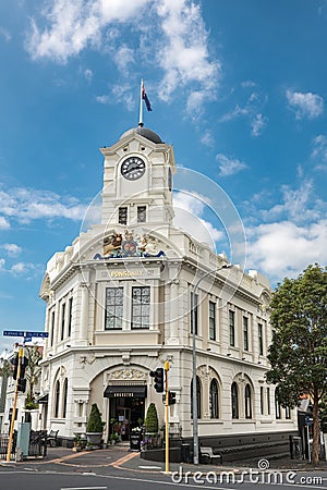 Clocktower mansion on Ponsonby Road, Auckland. Editorial Stock Photo