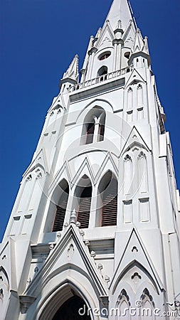 Clocktower at St Thomas Basilica in Chennai Stock Photo