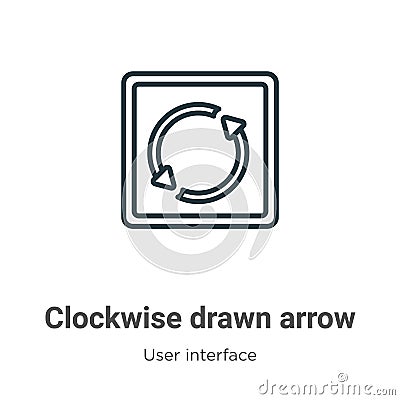 Clockwise drawn arrow outline vector icon. Thin line black clockwise drawn arrow icon, flat vector simple element illustration Vector Illustration