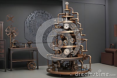 A Clockwork Christmas: Steampunk Tree Blends Victorian and Futuristic Elements Stock Photo