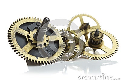 Clockwork gears on white Stock Photo