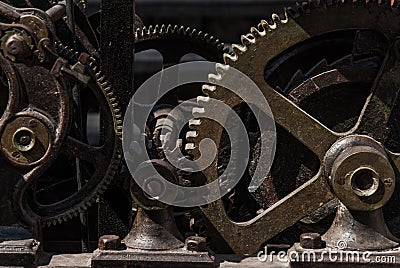 Clockwork large vintage clock. Stock Photo