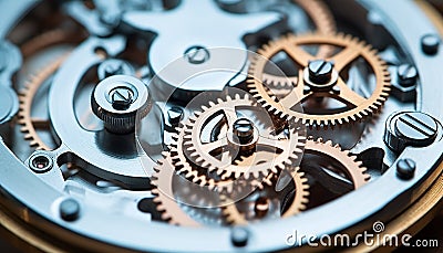 Clockworks turning, teamwork ensures accuracy and progress generated by AI Stock Photo