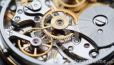 Clockworks turning, teamwork in motion, industry progress generated by AI Stock Photo