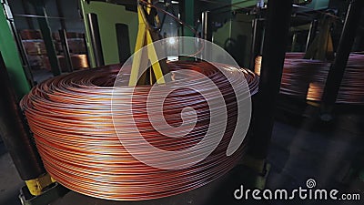 Clodeup Coils of copper cable reels wire industry. Modern cable factory. Production of cable. stock video Clodeup Coils of copper cable reels wire industry. Modern cable factory. Production of cable. stock video