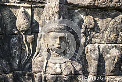 Close up of the Terrace of the Leper King, Angkor Thom, Angkor Stock Photo