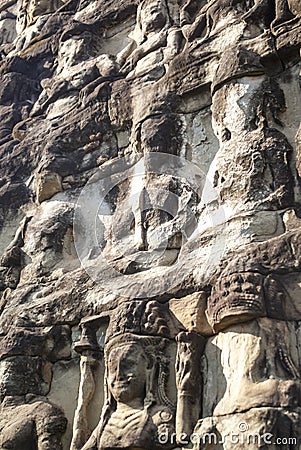 Close up of the Terrace of the Leper King, Angkor Thom, Angkor Stock Photo