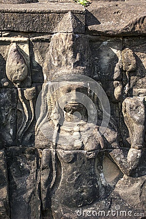 Close up of the Terrace of the Leper King, Angkor Thom, Angkor Stock Photo