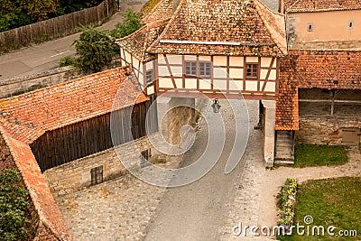 Cloes-up view of one of the Entrances to the city Rothenburg Editorial Stock Photo