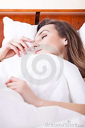 Cloesup of a sleeping woman Stock Photo