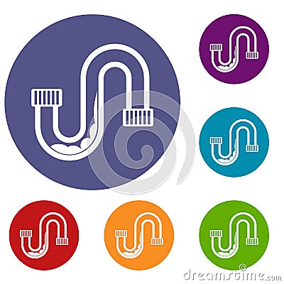 Clog in the pipe icons set Vector Illustration