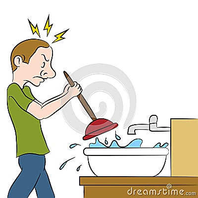 Clogged Sink Vector Illustration