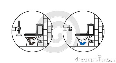 Clogged toilet bowl vector illustration Vector Illustration