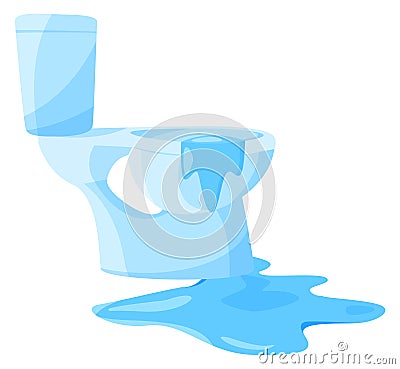 Clogged toilet with dripping water. bathroom cartoon icon Vector Illustration
