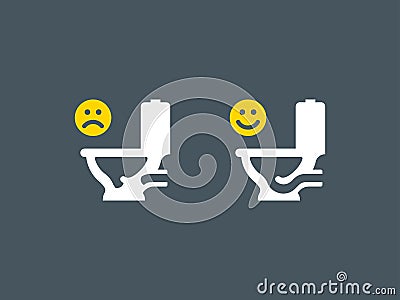 Clogged and unclogged toilet symbol Vector Illustration