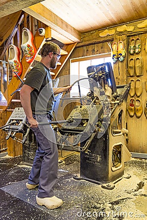 Clogmaker in action Editorial Stock Photo