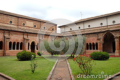 Cloister of the abbey of Clairvaux of the Dove in the province of Parma in Italy Stock Photo