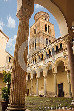 Cloister and bell tower. Cathedral, Salerno. Italy Stock Photo