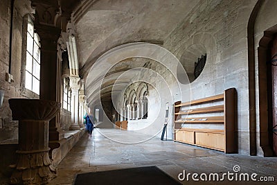 Cloister in the abbey church and monastery in Vézelay, France Stock Photo
