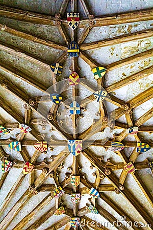 Cloister ceiling bosses Canterbury Cathedral Kent United Kingdom Stock Photo