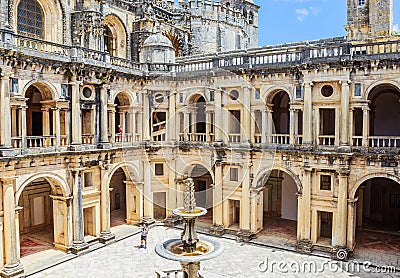 Cloister of John III of Convent of Christ, Tomar, Santarem District, Centro Region, Portugal, Europe Editorial Stock Photo